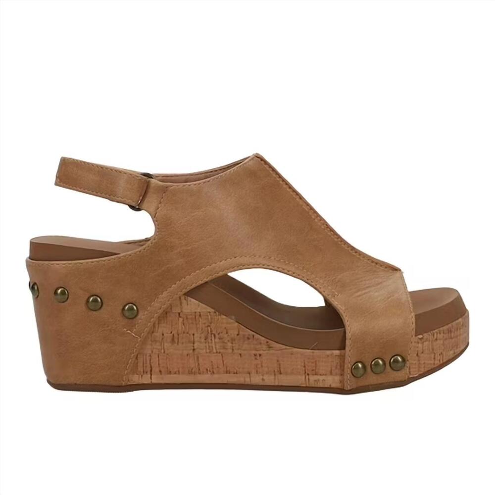 NEW CORKYS FOOTWEAR women's carley wedge sandal in cognac - Picture 3 of 6